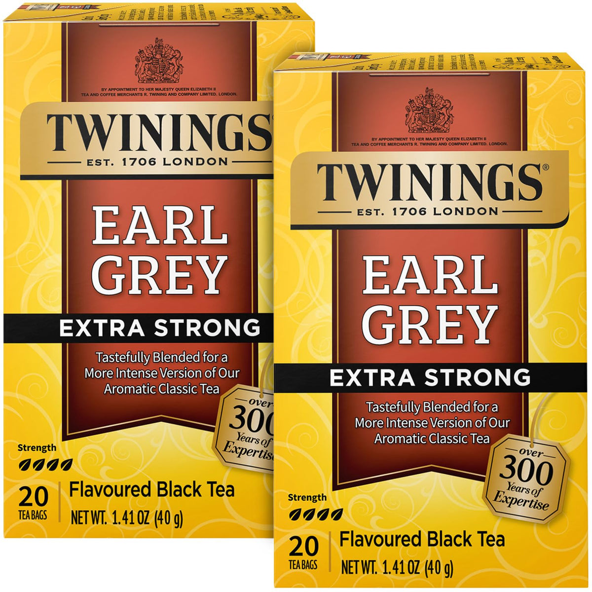Twinings Earl Grey Extra Strong tea bags 2-pack for a bold morning cup