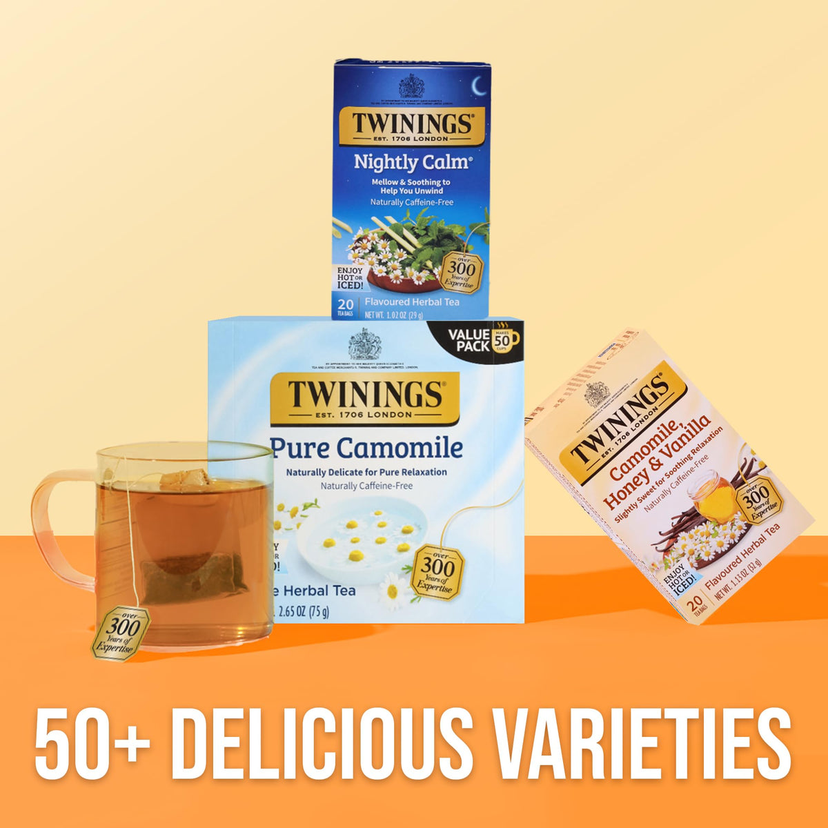 Twinings Nightly Calm individually wrapped bags maintain freshness on the go.