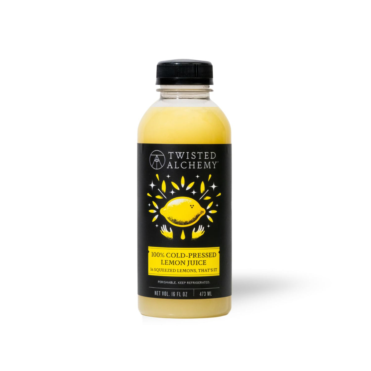 Twisted Alchemy Eureka Lemon Juice bottle, ideal for bright cocktails and fresh kitchen recipes