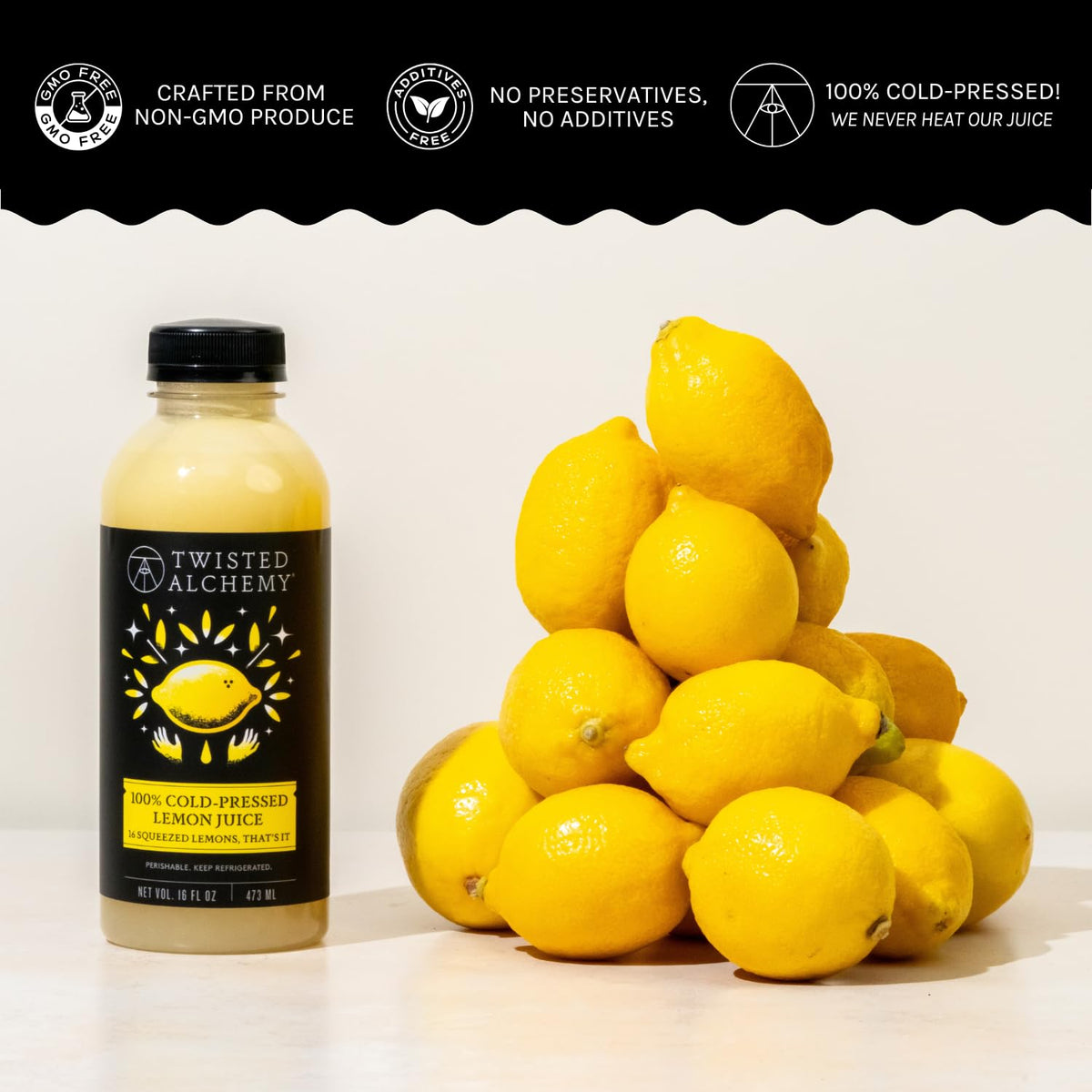Twisted Alchemy Eureka Lemon Juice ingredients show pure citrus and no additives