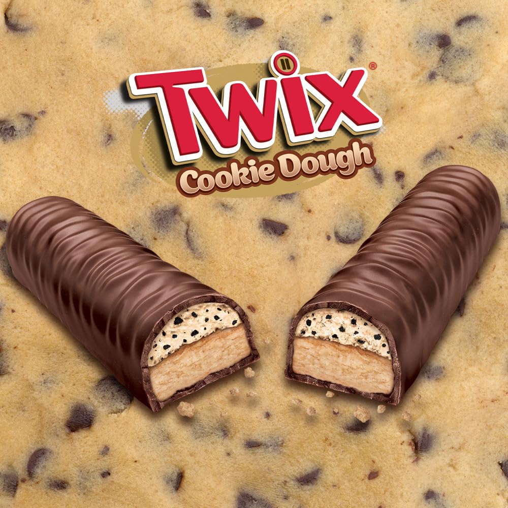 Close-up of Twix cookie dough creme with bits inside
