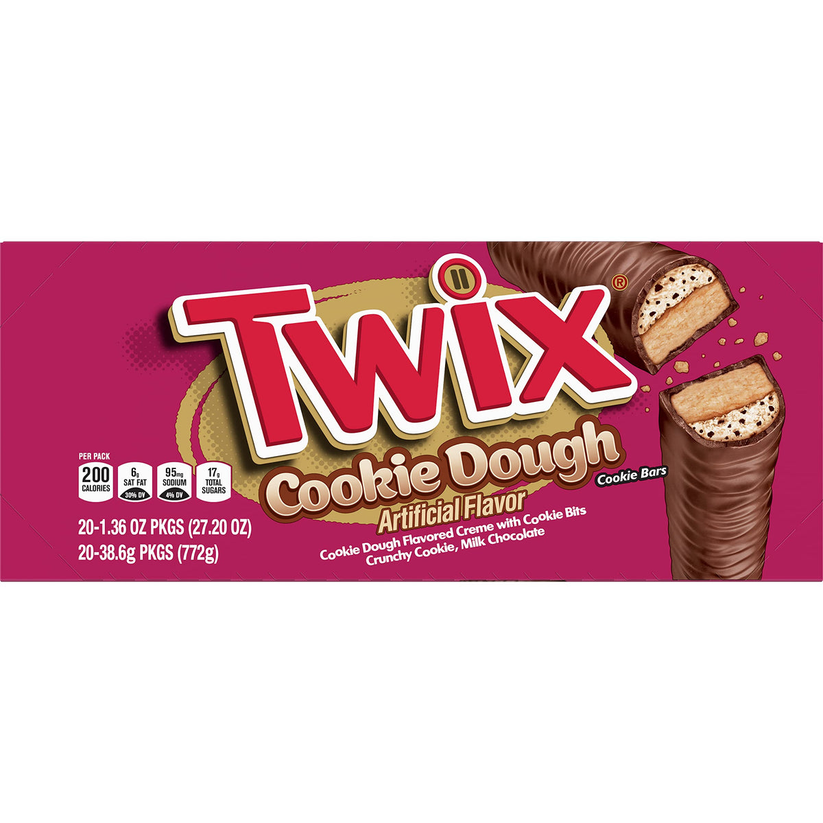 Twix Cookie Dough Milk Chocolate Bars pack displayed, ideal for sharing