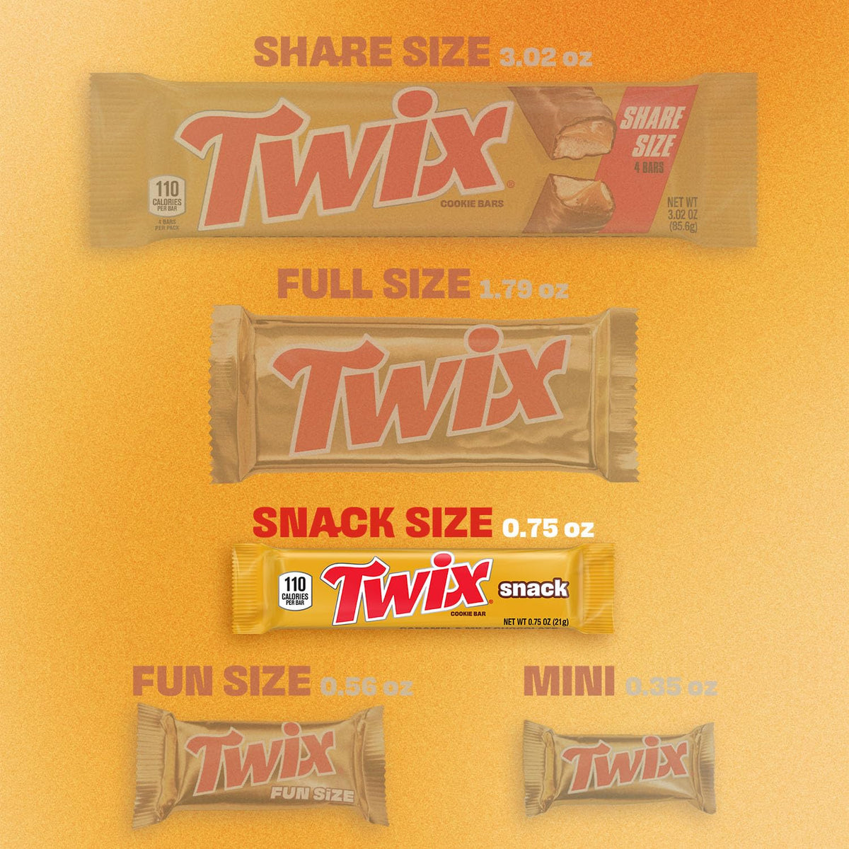 Twix snack-size bars shown in a lunchbox for a midday treat.