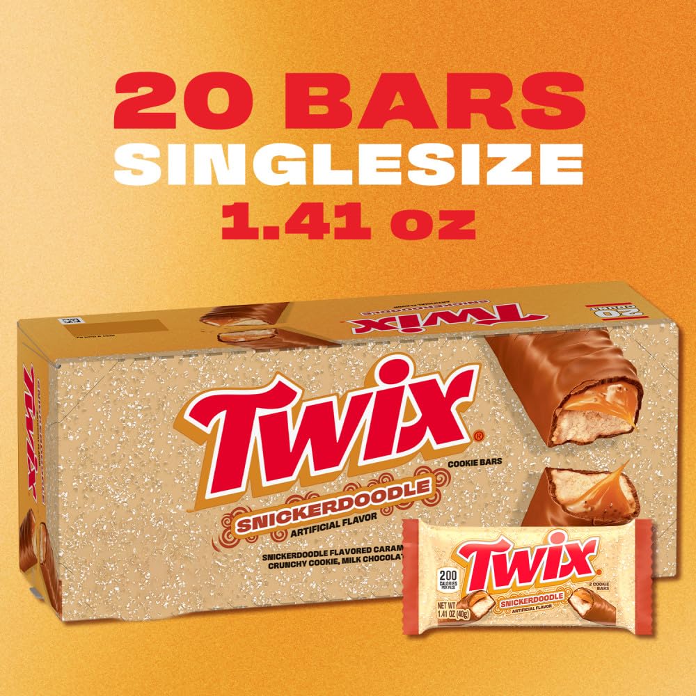 Twix Snickerdoodle cookie bar with a silky milk chocolate coating.