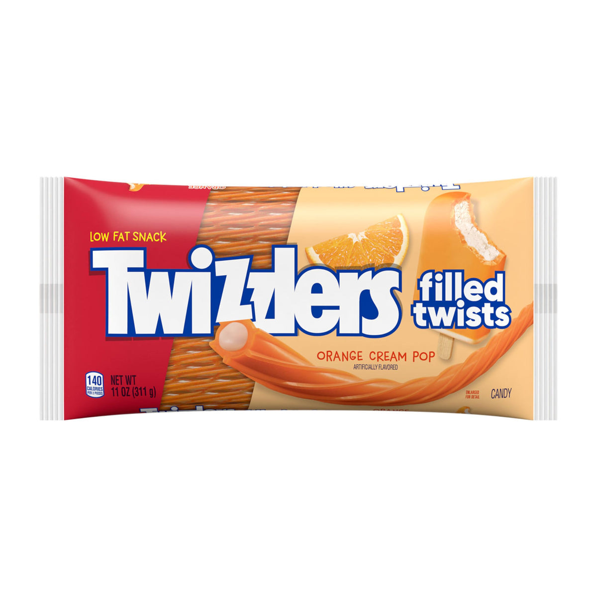 Twizzlers Filled Twists Orange Cream Pop bulk case highlights convenient party and concession snacks