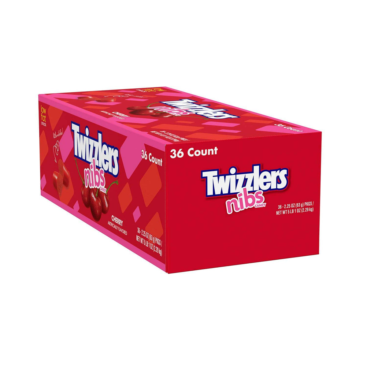 Twizzlers NIBS Cherry Candy packaging, tangy cherry flavor for easy office snacking.