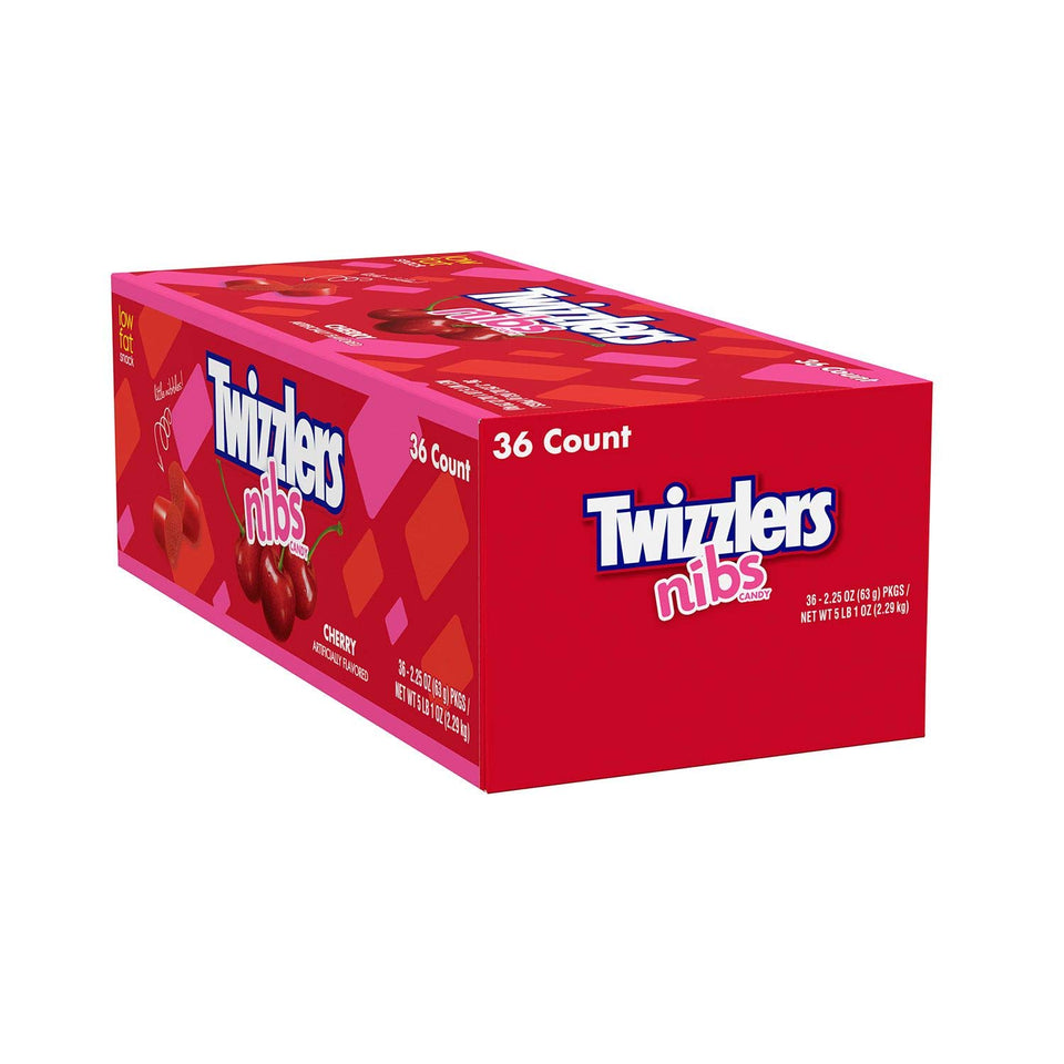Twizzlers NIBS Cherry Candy packaging, tangy cherry flavor for easy office snacking.