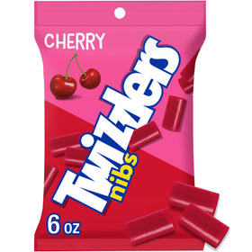 Twizzlers Nibs Cherry Flavored Chewy Candy bag front view for lunch boxes and snacks