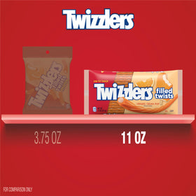 Twizzlers Orange Cream Pop chewy texture close-up emphasizes velvety cream filling and richness