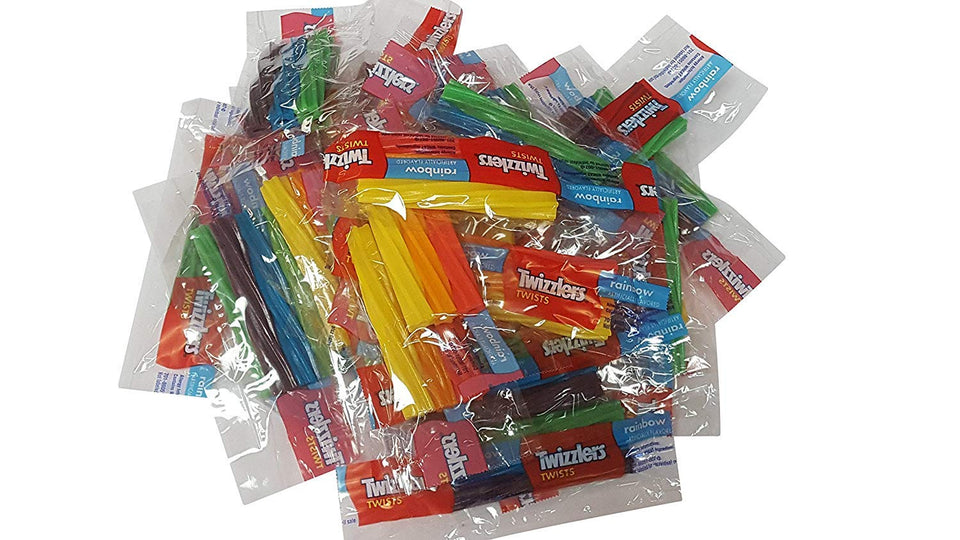 Twizzlers Twists Rainbow candy, individually wrapped, ideal for sharing at parties.