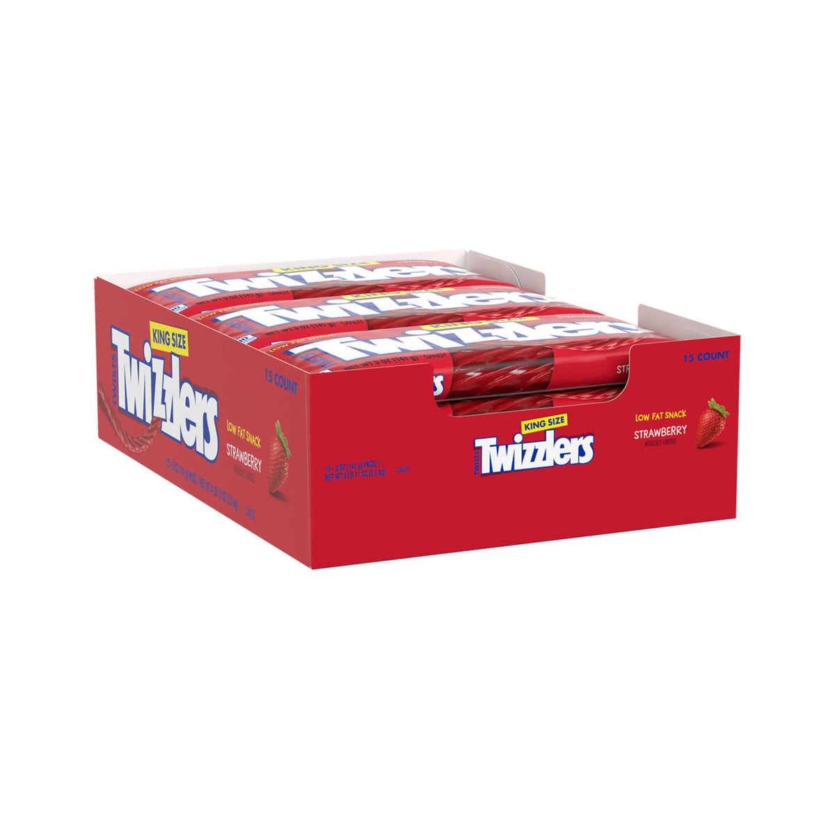 Close-up of Twizzlers Twists strawberry chewy texture for snacking.