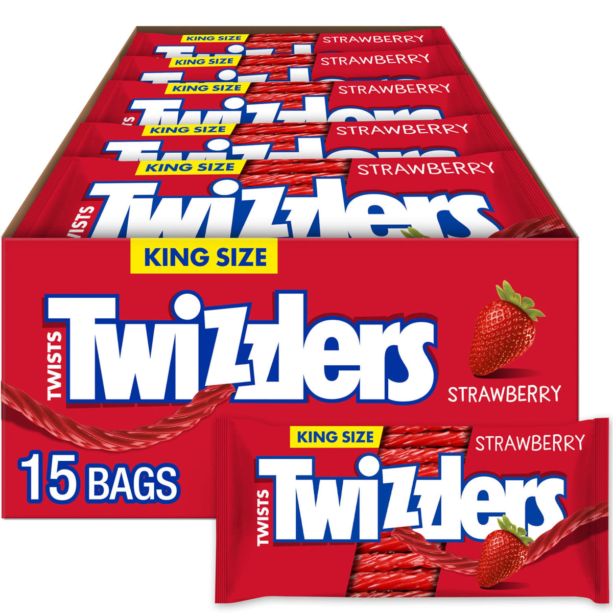 Twizzlers Twists Strawberry King Size box front for bulk party snacking.