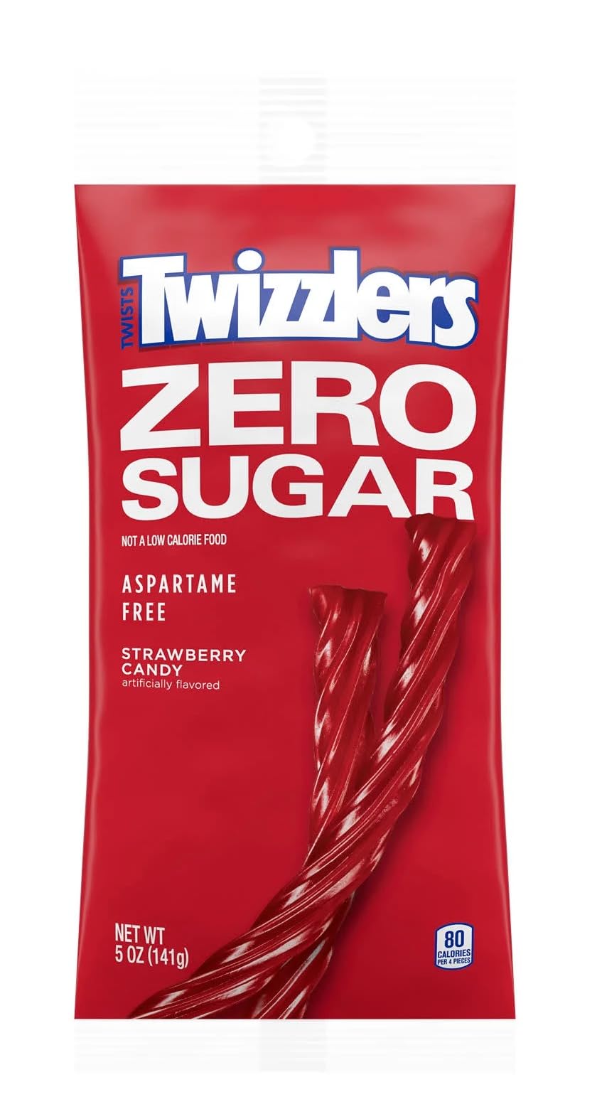 Close-up of Twizzlers Zero Sugar Strawberry candy with vibrant flavor