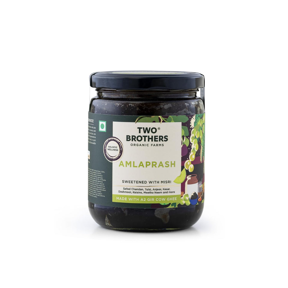 Two Brothers India Farms chyawanprash amla jar with 40+ herbs for daily wellness