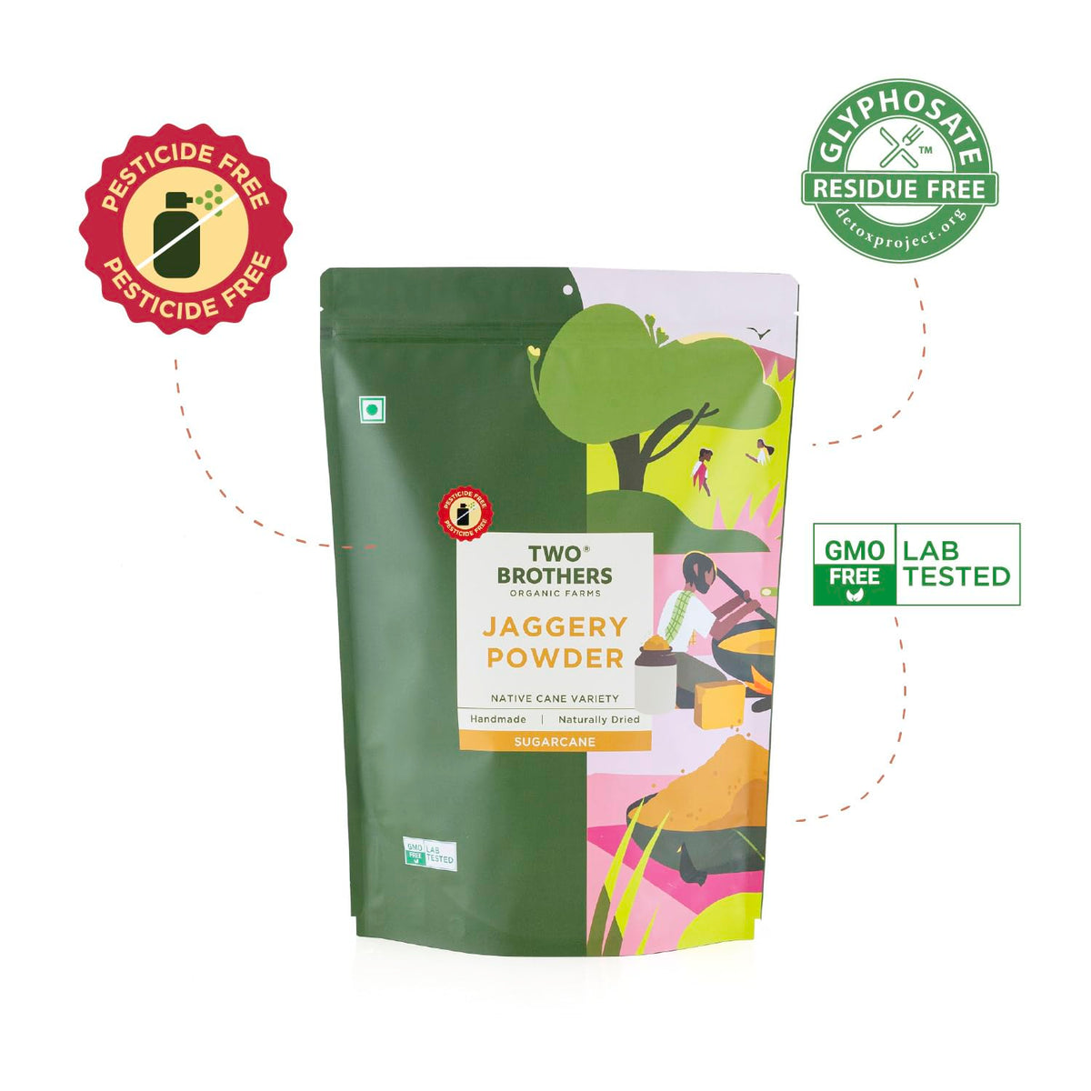 Two Brothers jaggery powder added to tea for smooth, natural sweetness.