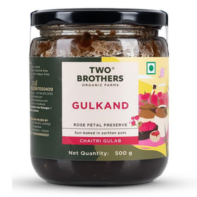 Two Brothers India Farms Rose Petal Gulkand jar, ideal for desserts and sweets.