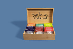 Two Leaves and a Bud black tea sachet close-up with rich aroma