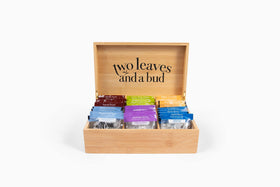 Two Leaves and a Bud herbal tea sachet close-up for soothing ritual
