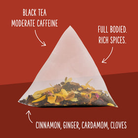 Pyramid sachets allow leaves to unfurl, delivering fuller flavor in Mountain High chai.