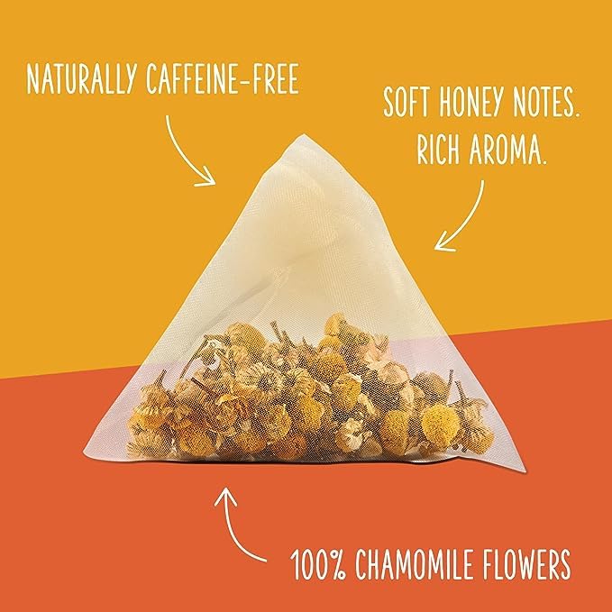 Two Leaves and a Bud chamomile tea bags full-leaf quality.