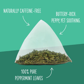 Two Leaves and a Bud pyramid sachets expanding for fuller infusion in hot water