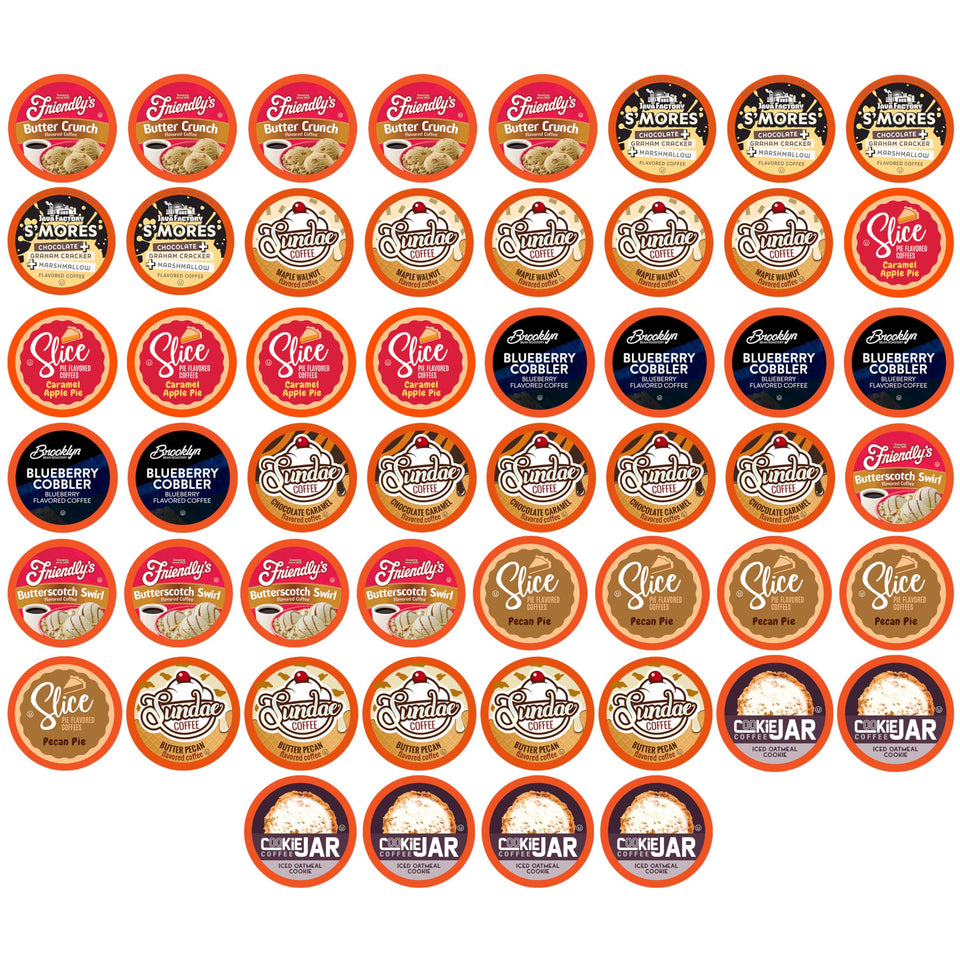 Two Rivers Coffee dessert pods sampler pack for quick flavor variety