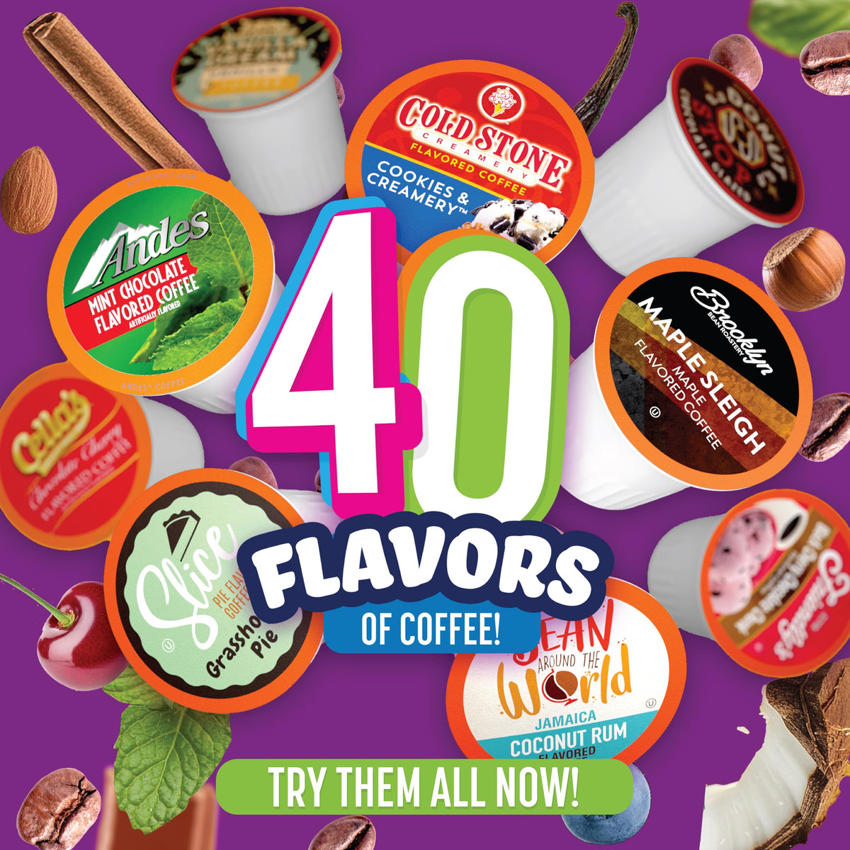 Two Rivers Coffee flavor-pack label highlights diverse options for quick flavor exploration.