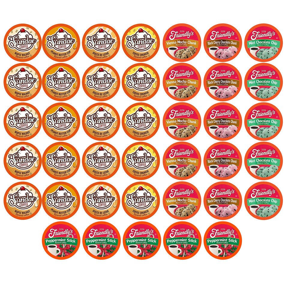 Two Rivers Coffee ice cream flavored pods sampler pack for Keurig brewers, ideal for variety.