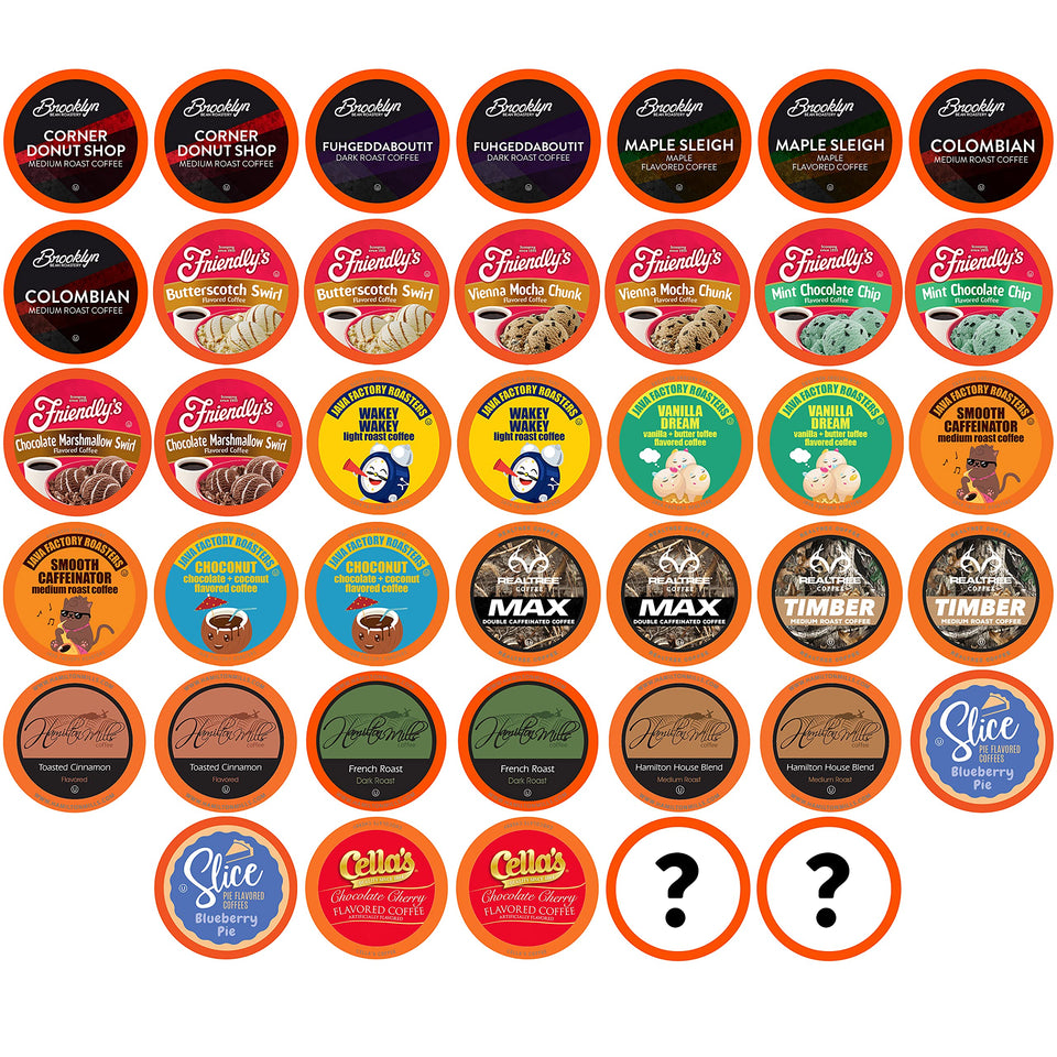 Two Rivers Coffee Mega Coffee Lovers Pods pack shot shows a varied sampler for bold mornings
