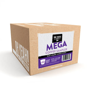 Two Rivers Coffee Mega Coffee Lovers Pods variety roasts display convenient options for every taste