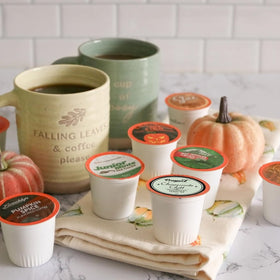 Two Rivers Coffee sampler packaging with autumn design inviting seasonal sipping rituals