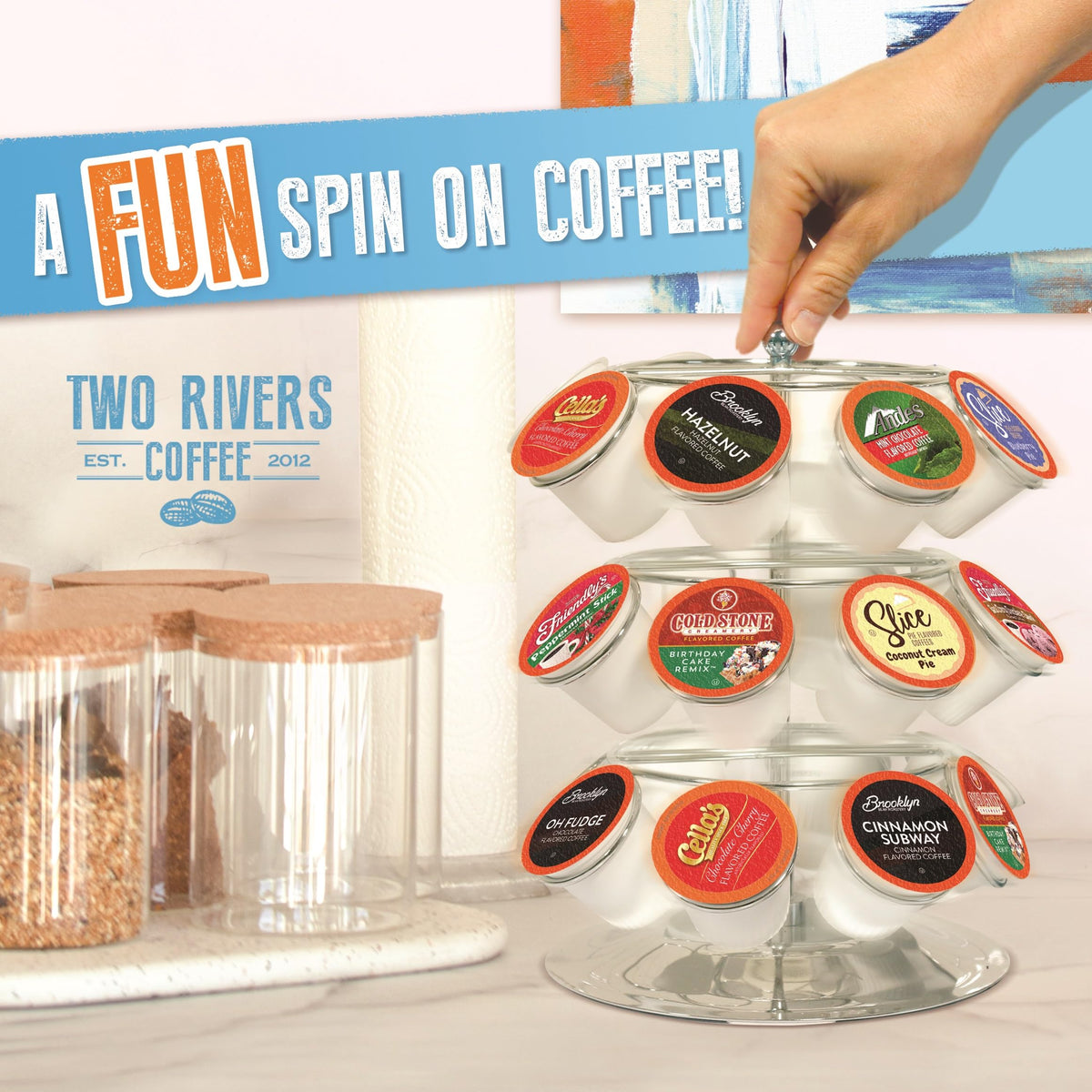 Two Rivers Breakfast coffee moment with Two Rivers pods and pastry.