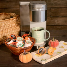 Two Rivers Coffee sampler demonstrating Keurig K-Cup compatibility for easy brewing