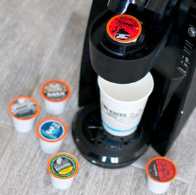 Two Rivers Coffee sampler pack collection displays a variety of roasts.