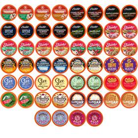Two Rivers Coffee sampler pods 52-count display for quick, convenient brews