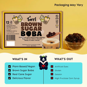 Twrl brown sugar boba ready-to-eat single-serve cups for quick coffee.