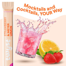 Twyst bottle pours into glass for quick cocktails