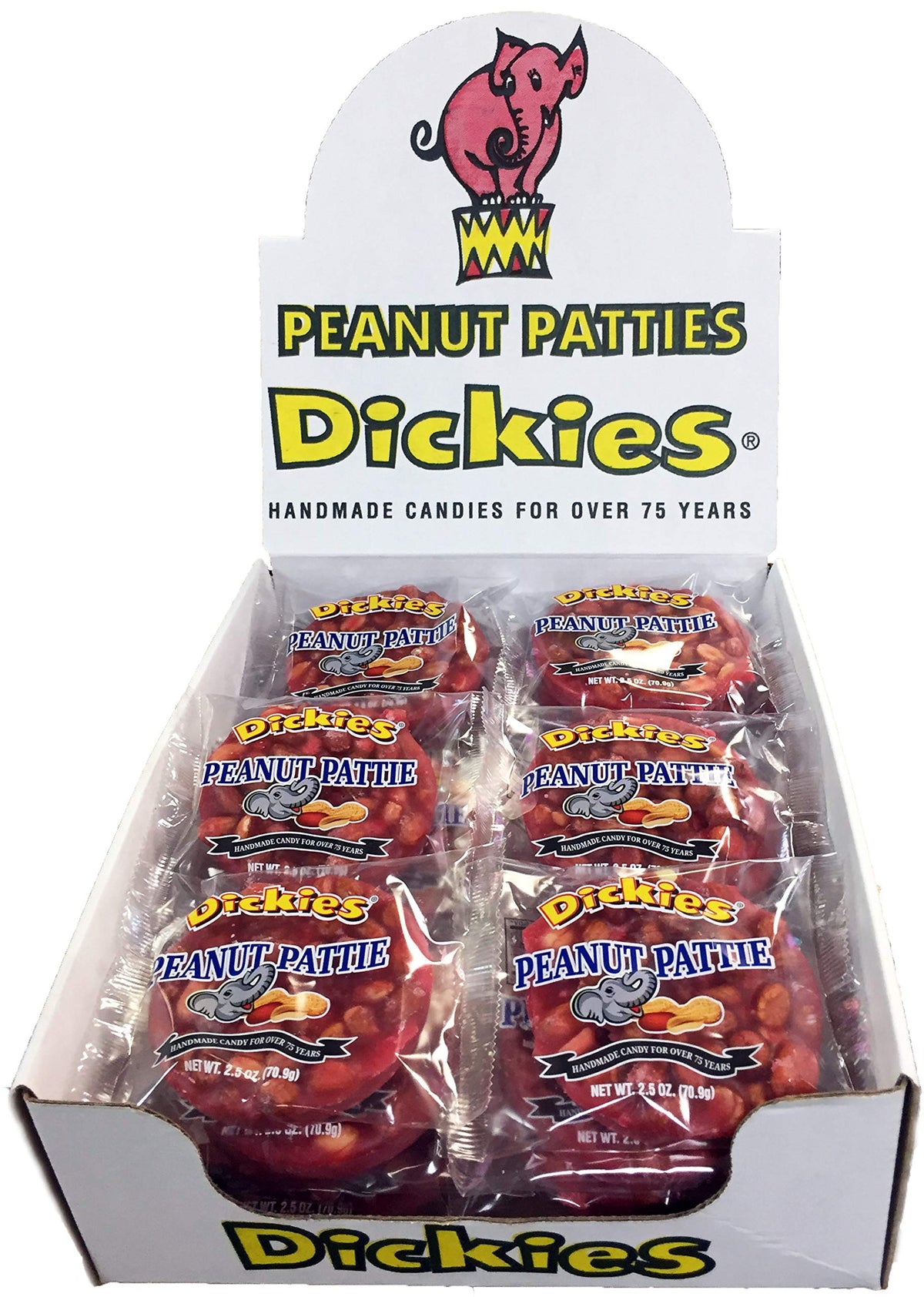 Tyler Candy Dickies Peanut Pattie 24-pack front view, ideal for bulk snack orders.