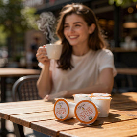 Tyler's Coffee decaf K-Cup sealed packaging close-up highlighting freshness.