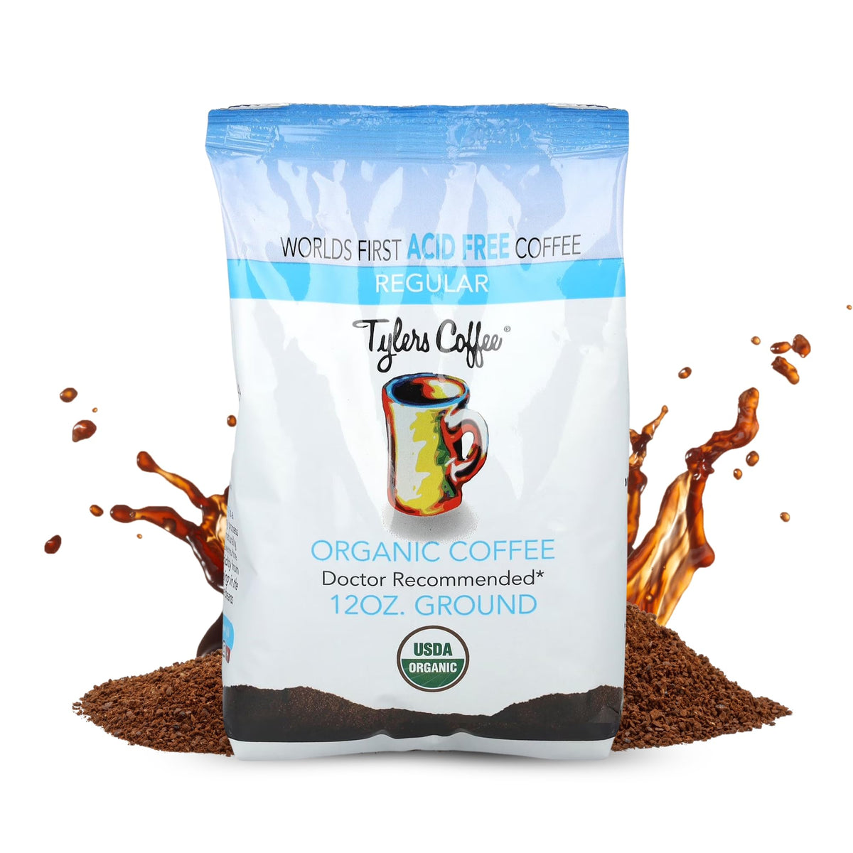 Tyler's Coffee front pack shows a 12oz bag for bold, full-flavor brewing at home.