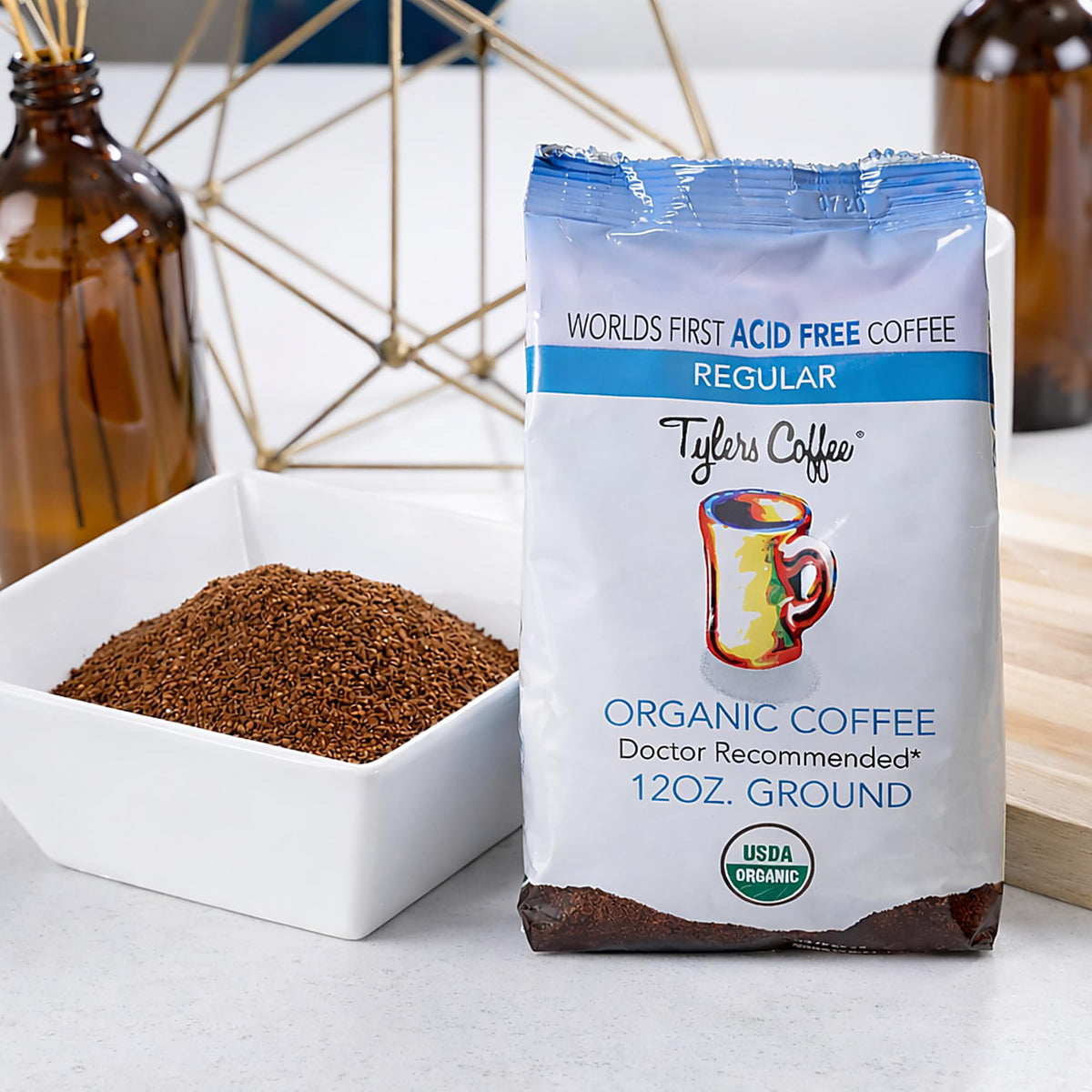 Tyler's Coffee steam mug presents inviting aroma for cozy rituals.