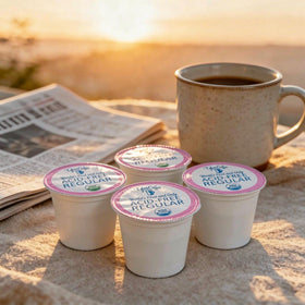 Tyler's Coffee packaging label emphasizes 16-count convenience in a compact box.
