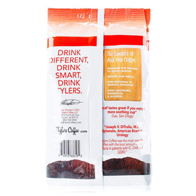 Tyler's Coffee nitrogen-purge packaging preserves freshness.