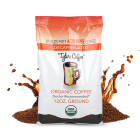 Tyler's Coffee USDA Organic decaf ground bag, smooth everyday brew.