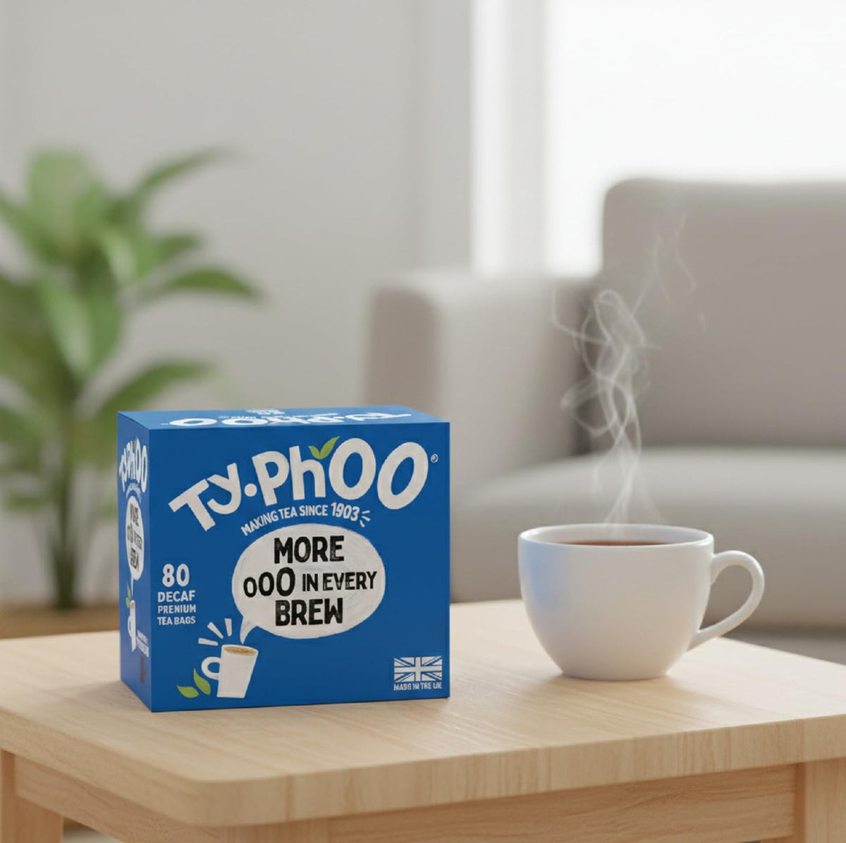 TY.PHOO Decaf box for organized storage in pantry or break room.