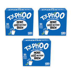 TY.PHOO Decaf hero pack shot highlights convenient 3x80 pack for everyday decaf tea.