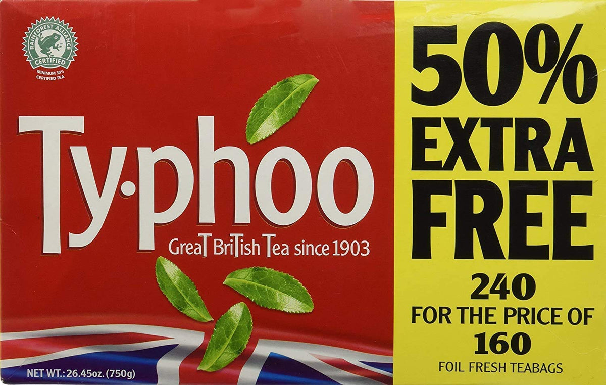 TY.PHOO tea bags beside a steaming cup, convenient for quick cuppas.