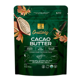 U Chocolate cacao butter farm-origin block showcasing single-origin freshness.