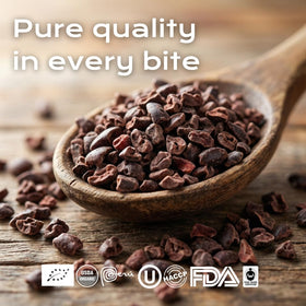 U Chocolate cacao nibs with bold flavor, great for snacks and toppings.