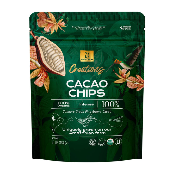 U Chocolate organic dark chips on the farm for premium baking